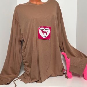 Victoria’s Secret PINK XL Logo 100% Cotton Long-sleeve Shirt Cinched Soft